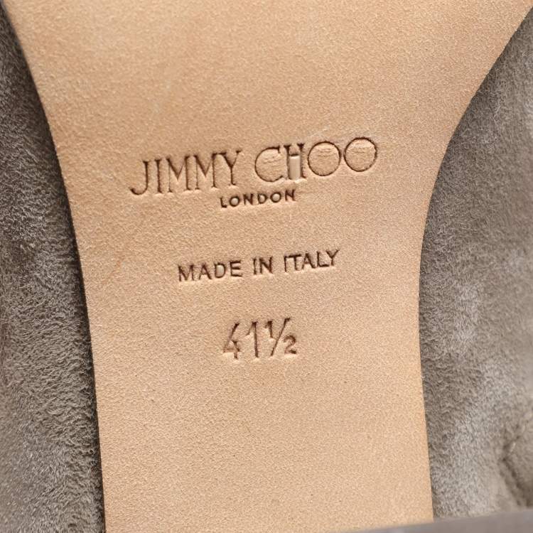 Pre Owned Jimmy Choo Grey Suede Harlem Knee Length Boots Size 41.5