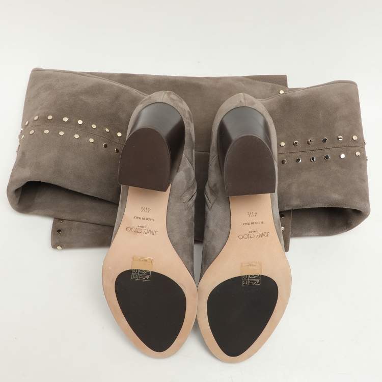 Pre Owned Jimmy Choo Grey Suede Harlem Knee Length Boots Size 41.5