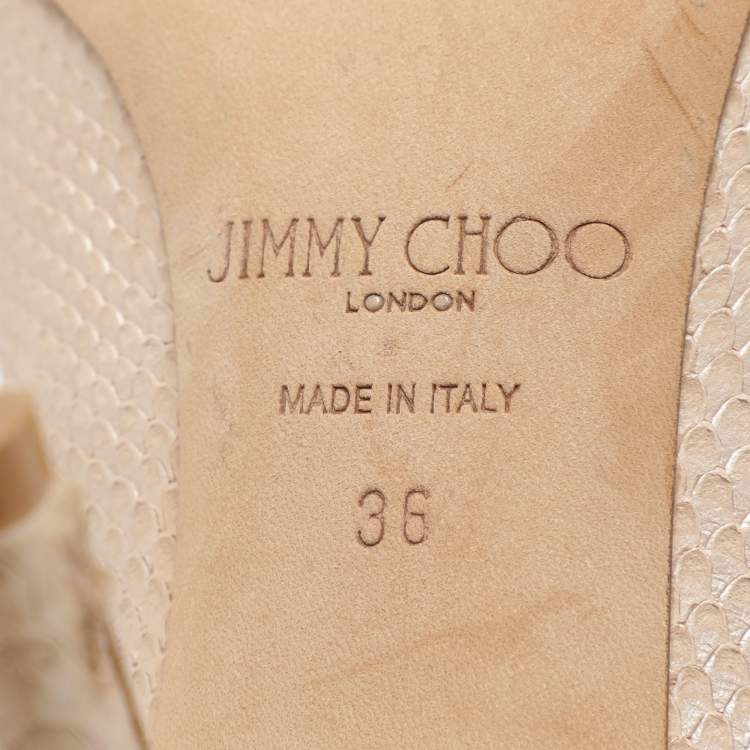Pre Owned Jimmy Choo Beige Embossed Python Leather Romy Pumps Size 36