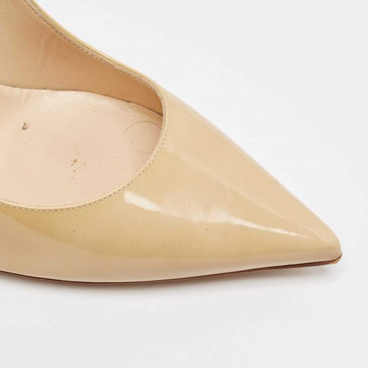 Pre Owned Jimmy Choo Beige Patent Leather Anouk Pumps Size 38.5