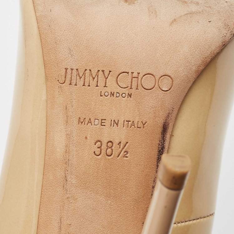 Pre Owned Jimmy Choo Beige Patent Leather Anouk Pumps Size 38.5