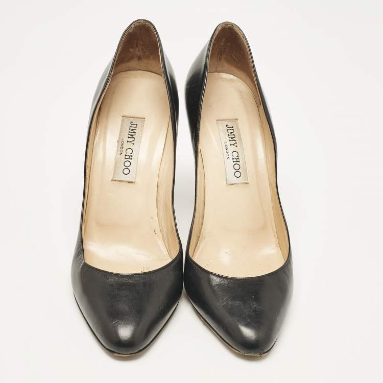Pre Owned Jimmy Choo Black Leather Gilbert Pumps Size 40.5