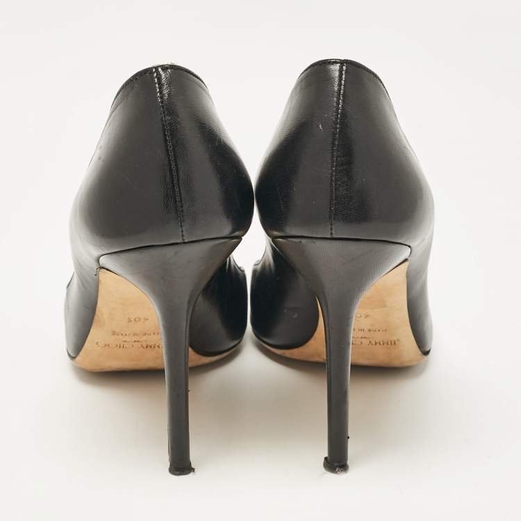 Pre Owned Jimmy Choo Black Leather Gilbert Pumps Size 40.5