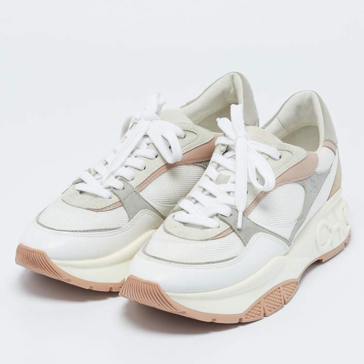 Pre Owned Jimmy Choo Multicolor Canvas and Leather Raine Sneakers Size 40