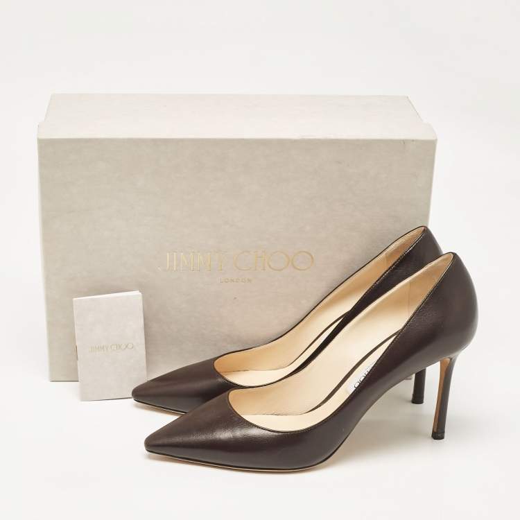 Pre Owned Jimmy Choo Brown Leather Romy Pumps Size 40