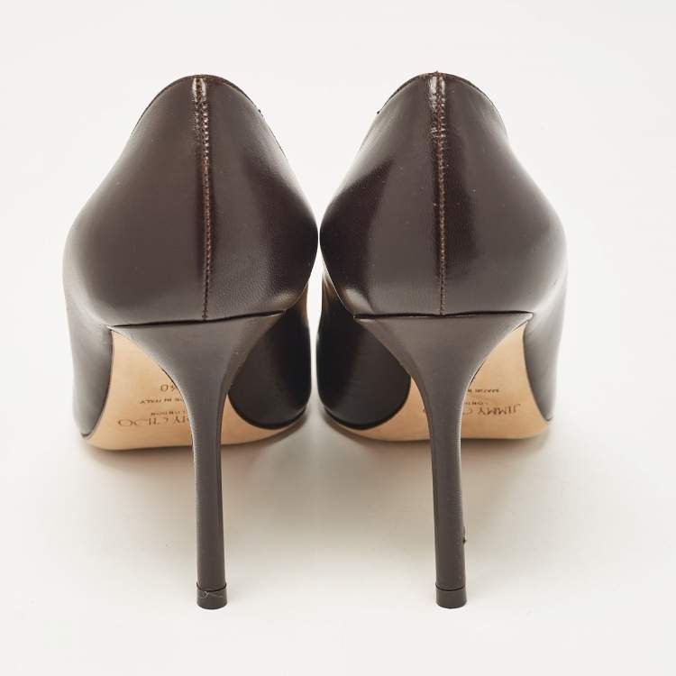 Pre Owned Jimmy Choo Brown Leather Romy Pumps Size 40