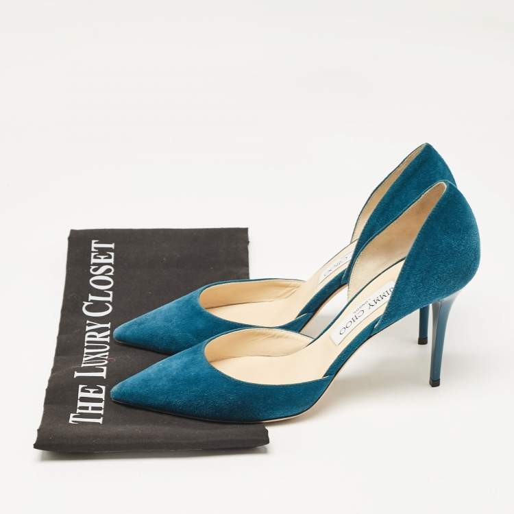 Pre Owned Jimmy Choo Teal Suede Addison Pumps Size 38