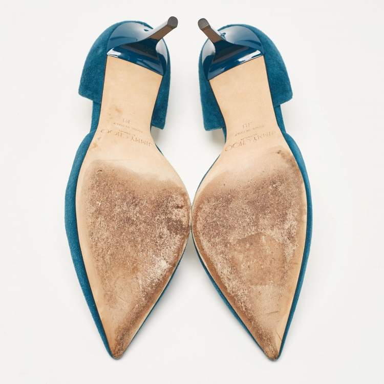 Pre Owned Jimmy Choo Teal Suede Addison Pumps Size 38