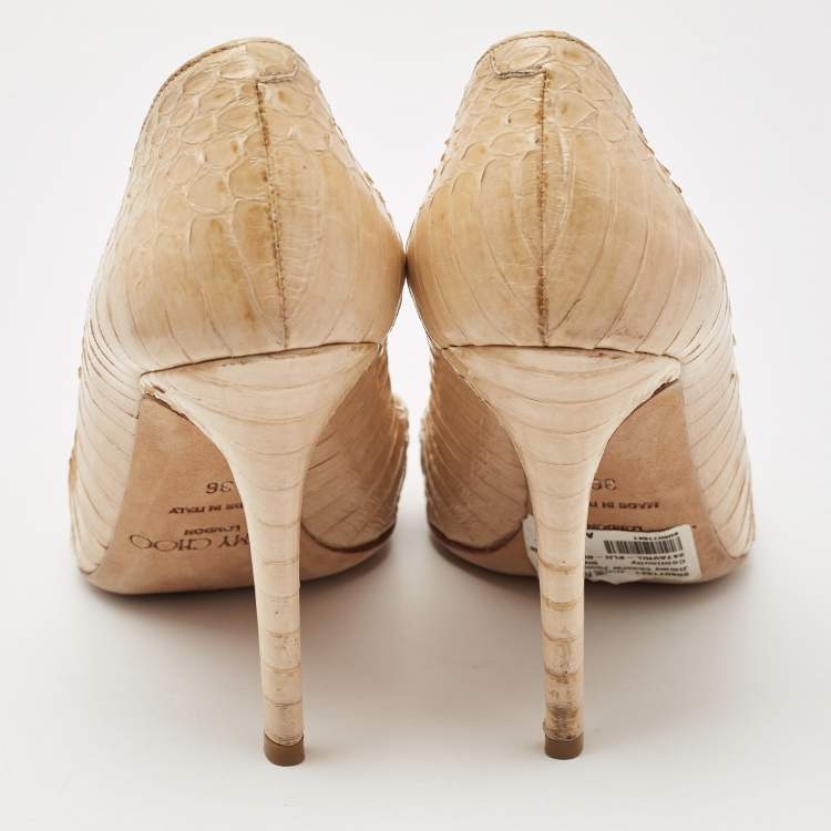 Pre Owned Jimmy Choo Beige Python Pointed Toe Pumps Size 36