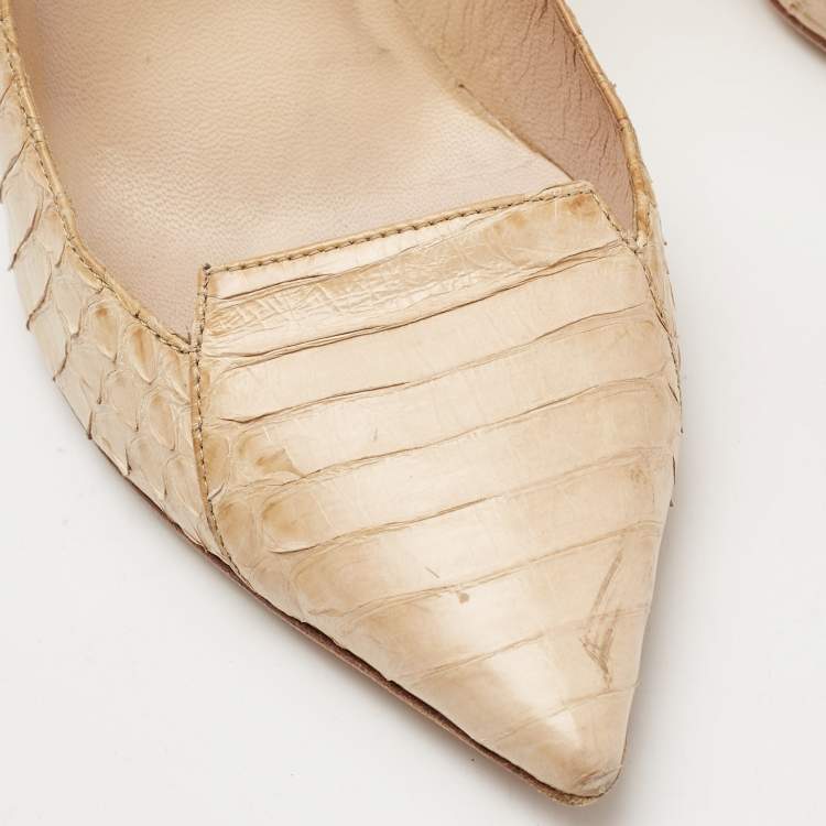Pre Owned Jimmy Choo Beige Python Pointed Toe Pumps Size 36