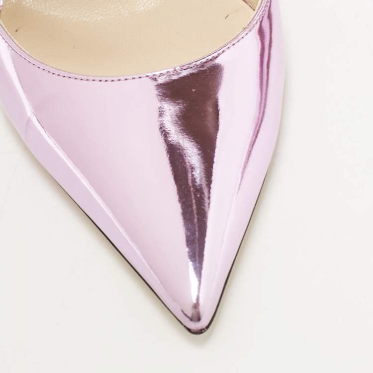 Pre Owned Jimmy Choo Metallic Purple Leather Bing Mules Size 37