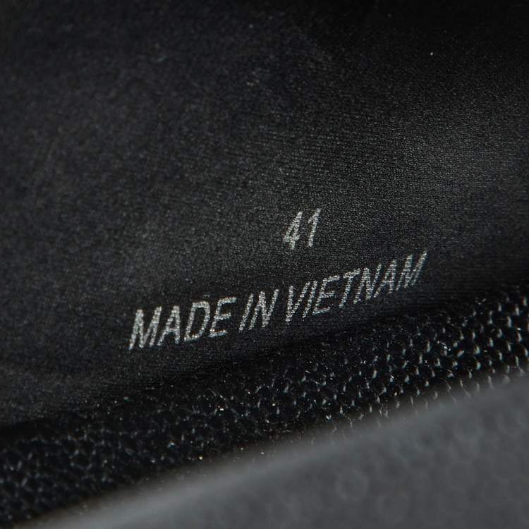 Pre Owned Jimmy Choo Black Leather Crystal Embellished Flat Slides Size 41