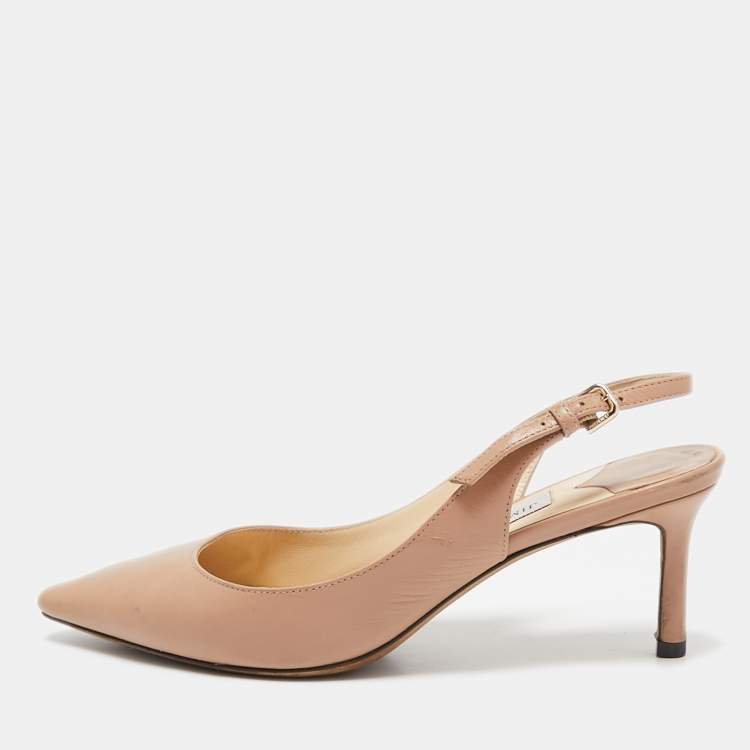 مملوكة مسبقًا Jimmy Choo Beige Leather Erin Slingback Pumps Size 36