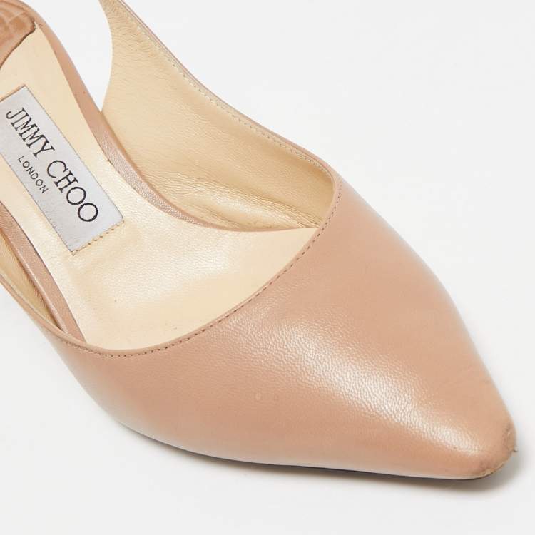 مملوكة مسبقًا Jimmy Choo Beige Leather Erin Slingback Pumps Size 36