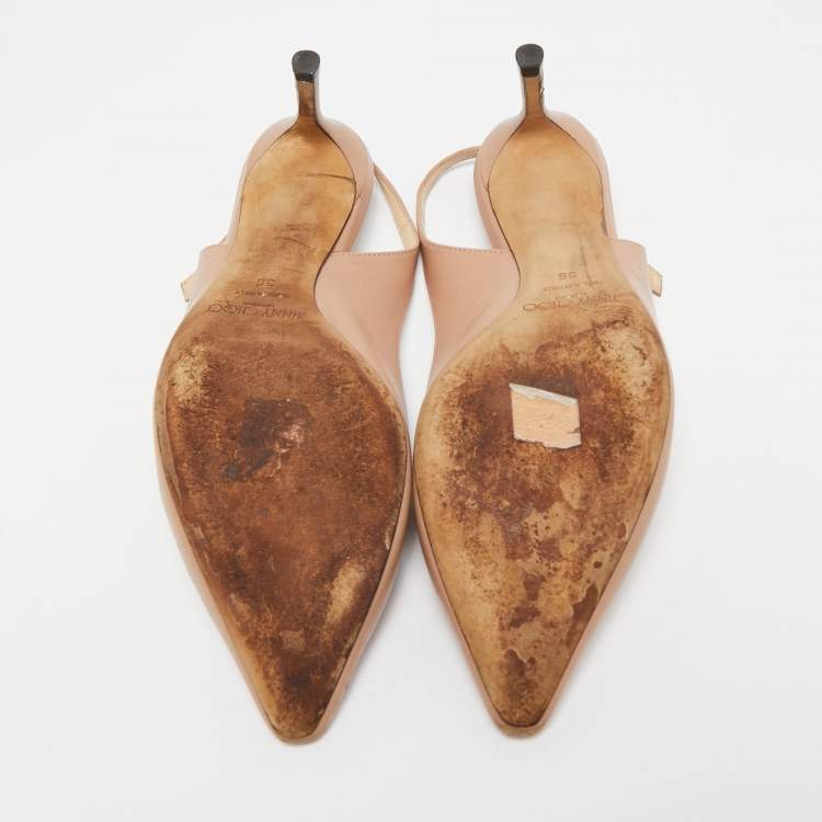 مملوكة مسبقًا Jimmy Choo Beige Leather Erin Slingback Pumps Size 36