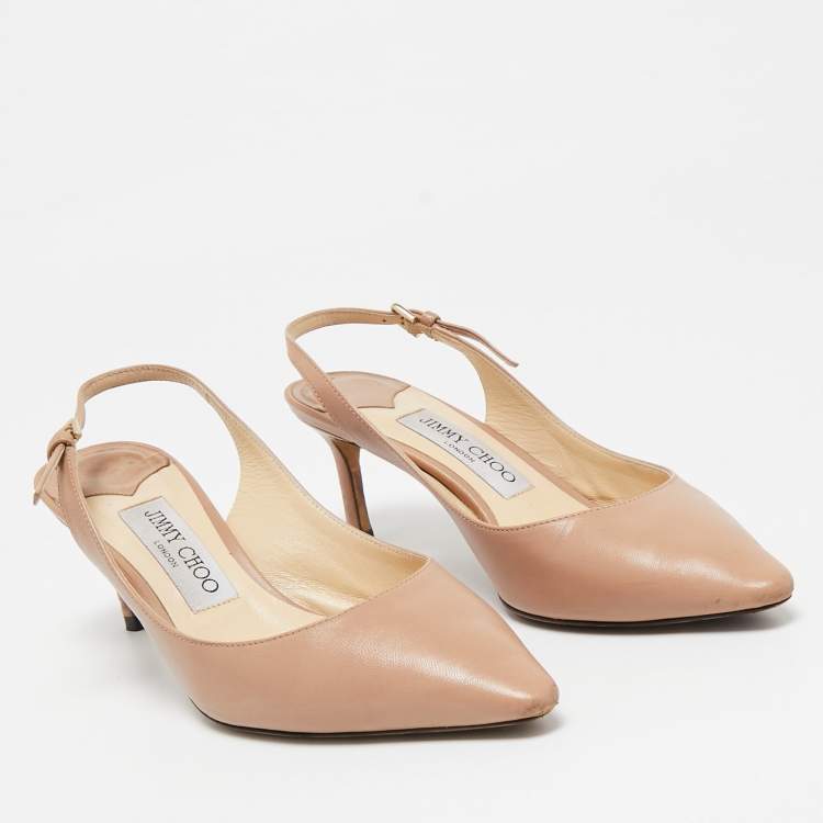 مملوكة مسبقًا Jimmy Choo Beige Leather Erin Slingback Pumps Size 36