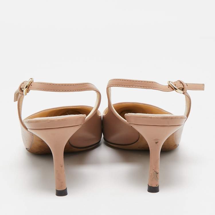 مملوكة مسبقًا Jimmy Choo Beige Leather Erin Slingback Pumps Size 36