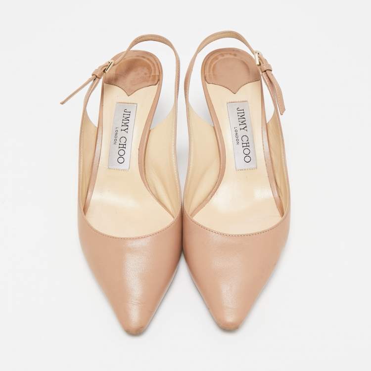 مملوكة مسبقًا Jimmy Choo Beige Leather Erin Slingback Pumps Size 36