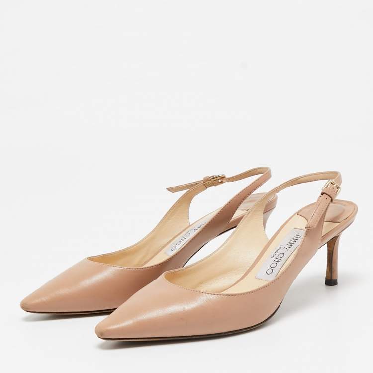 مملوكة مسبقًا Jimmy Choo Beige Leather Erin Slingback Pumps Size 36