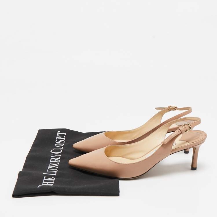 مملوكة مسبقًا Jimmy Choo Beige Leather Erin Slingback Pumps Size 36