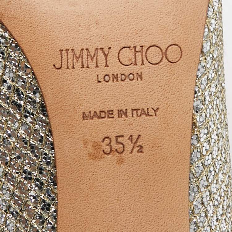Pre Owned Jimmy Choo Gold/Silver Lurex Fabric Romy Pumps Size 35.5