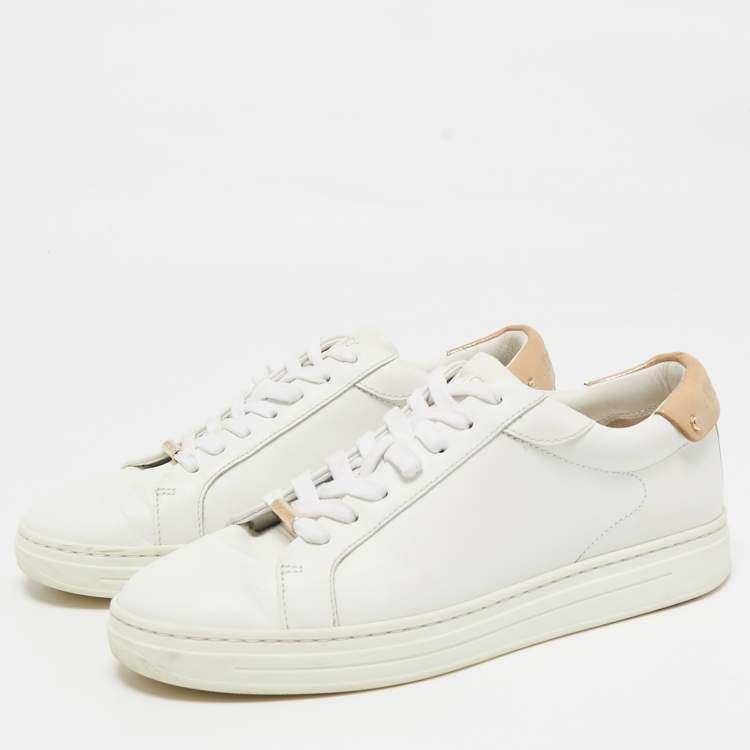 Pre Owned Jimmy Choo White Leather Romeo Lace Up Sneakers Size 39