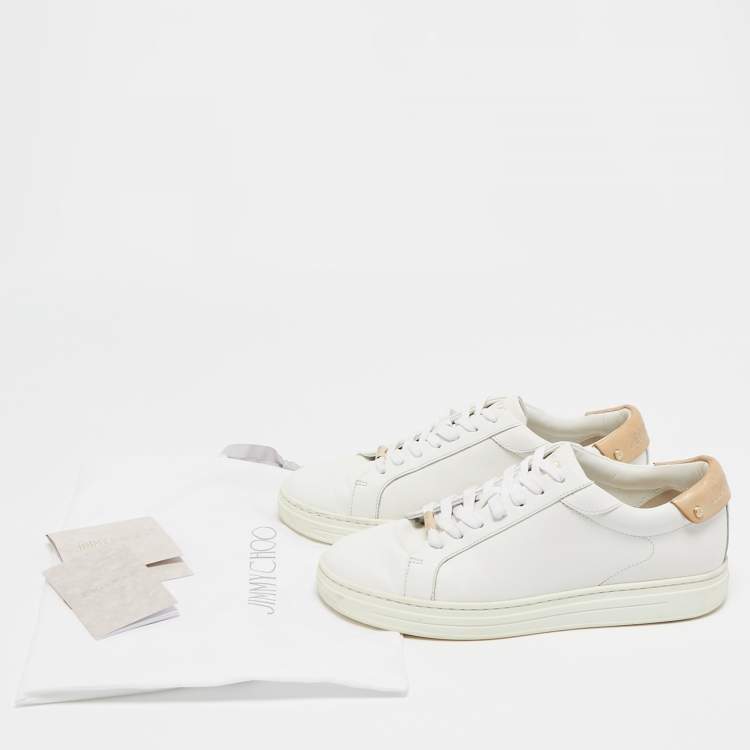 Pre Owned Jimmy Choo White Leather Romeo Lace Up Sneakers Size 39