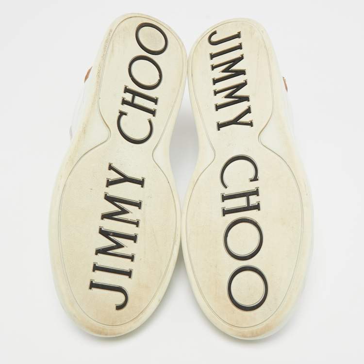 Pre Owned Jimmy Choo White Leather Romeo Lace Up Sneakers Size 39