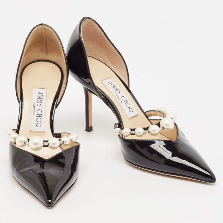 Pre Owned Jimmy Choo Black Patent Leather Aurelie Pumps Size 36
