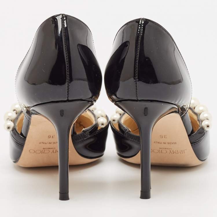 Pre Owned Jimmy Choo Black Patent Leather Aurelie Pumps Size 36