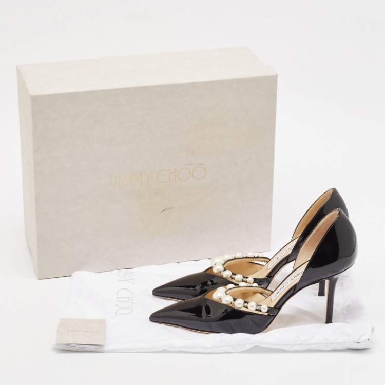 Pre Owned Jimmy Choo Black Patent Leather Aurelie Pumps Size 36