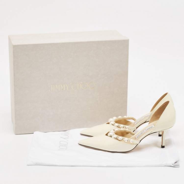 Pre Owned Jimmy Choo Cream Patent Leather Aurelie Pumps Size 36