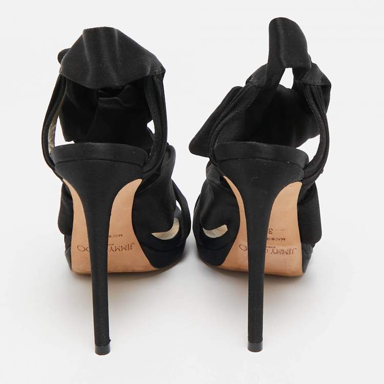 Pre Owned Jimmy Choo Black Satin Kris Sandals Size 35