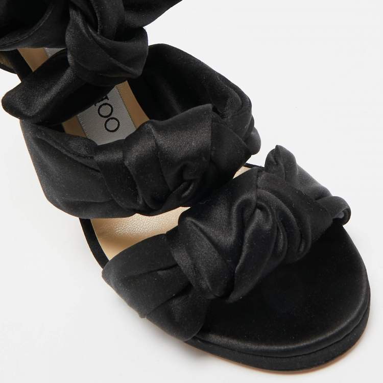 Pre Owned Jimmy Choo Black Satin Kris Sandals Size 35