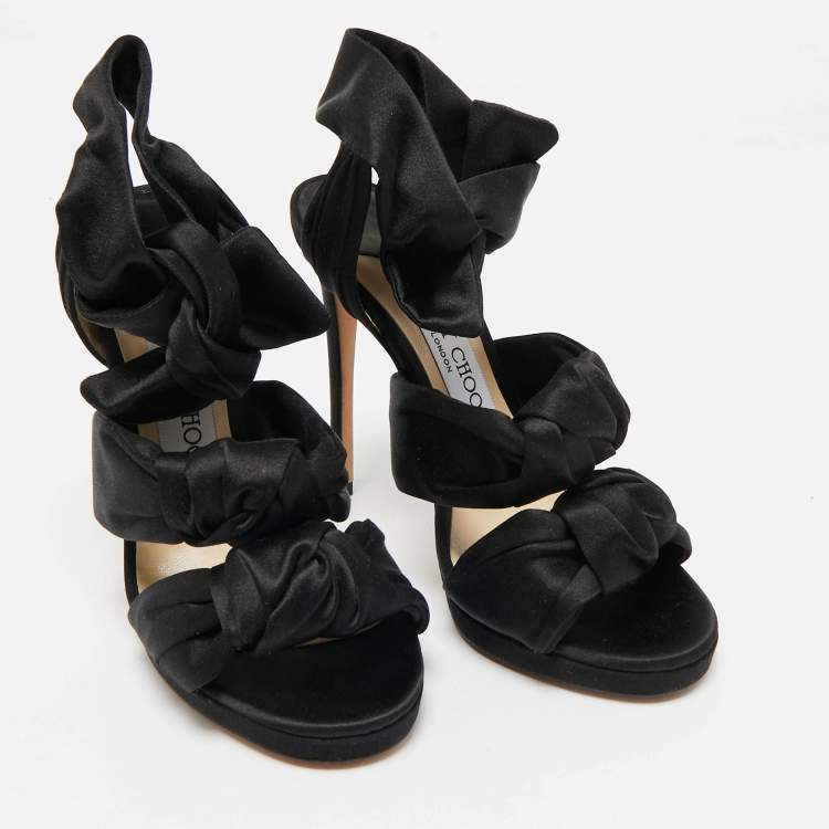 Pre Owned Jimmy Choo Black Satin Kris Sandals Size 35