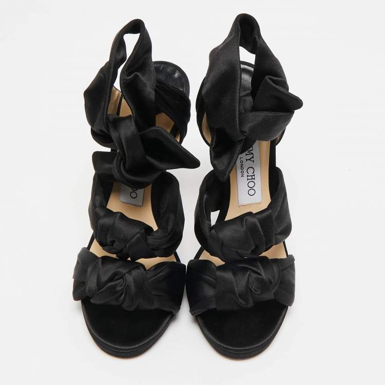 Pre Owned Jimmy Choo Black Satin Kris Sandals Size 35