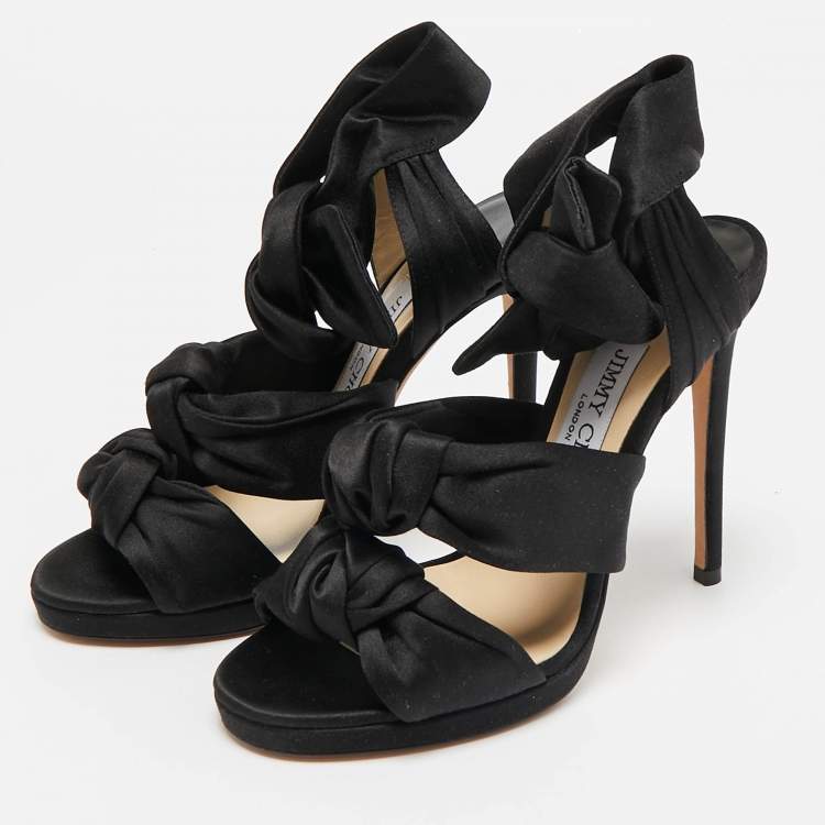 Pre Owned Jimmy Choo Black Satin Kris Sandals Size 35