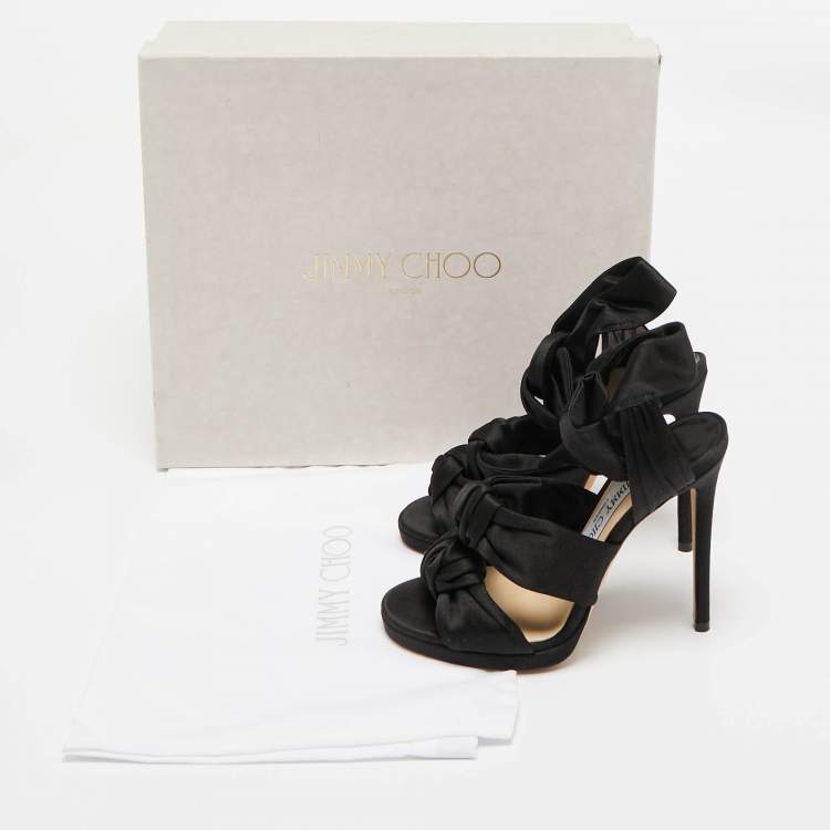 Pre Owned Jimmy Choo Black Satin Kris Sandals Size 35