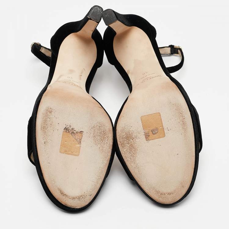 Pre Owned Jimmy Choo Black Velvet Misty Sandals Size 40