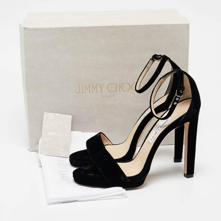 Pre Owned Jimmy Choo Black Velvet Misty Sandals Size 40