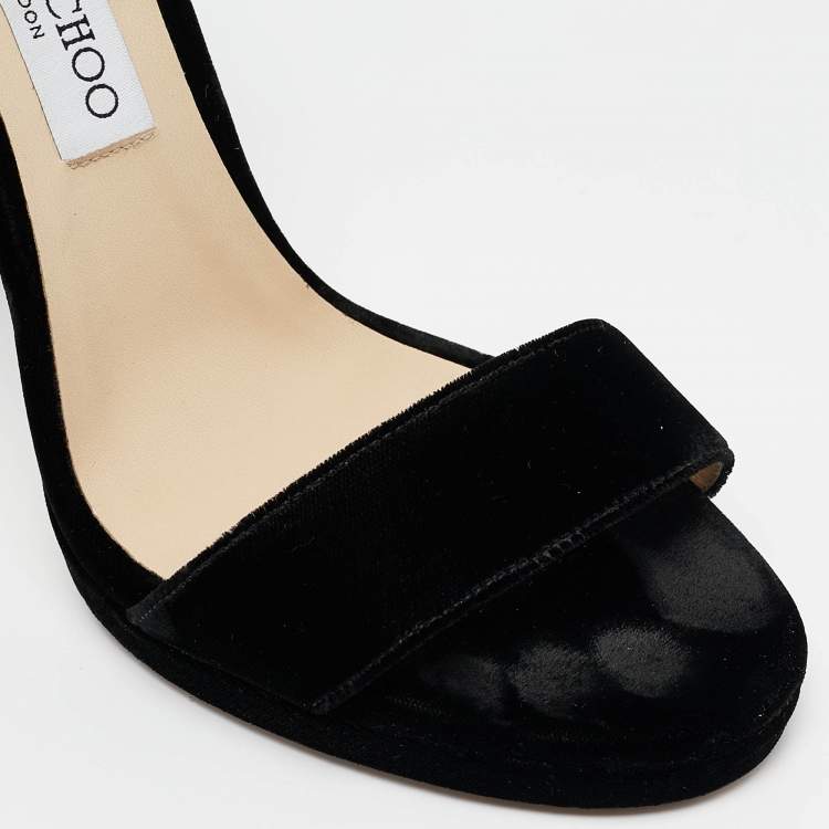 Pre Owned Jimmy Choo Black Velvet Misty Sandals Size 40