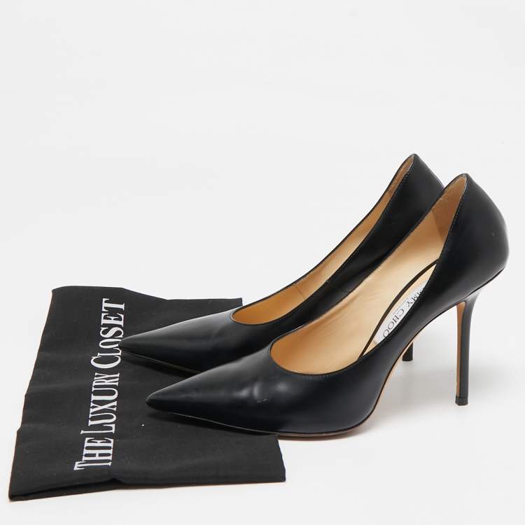 Pre Owned Jimmy Choo Black Leather Love 85 Pumps Size 39.5