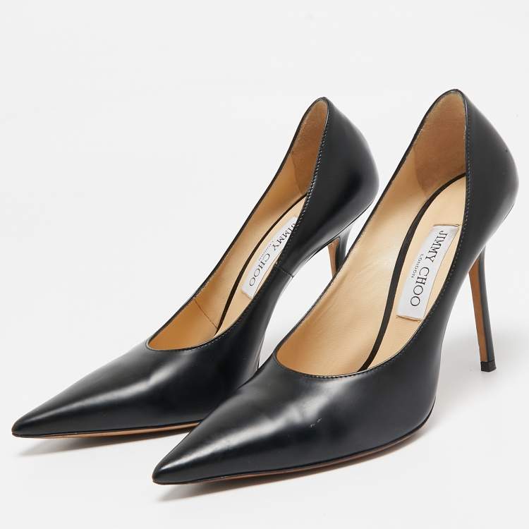Pre Owned Jimmy Choo Black Leather Love 85 Pumps Size 39.5