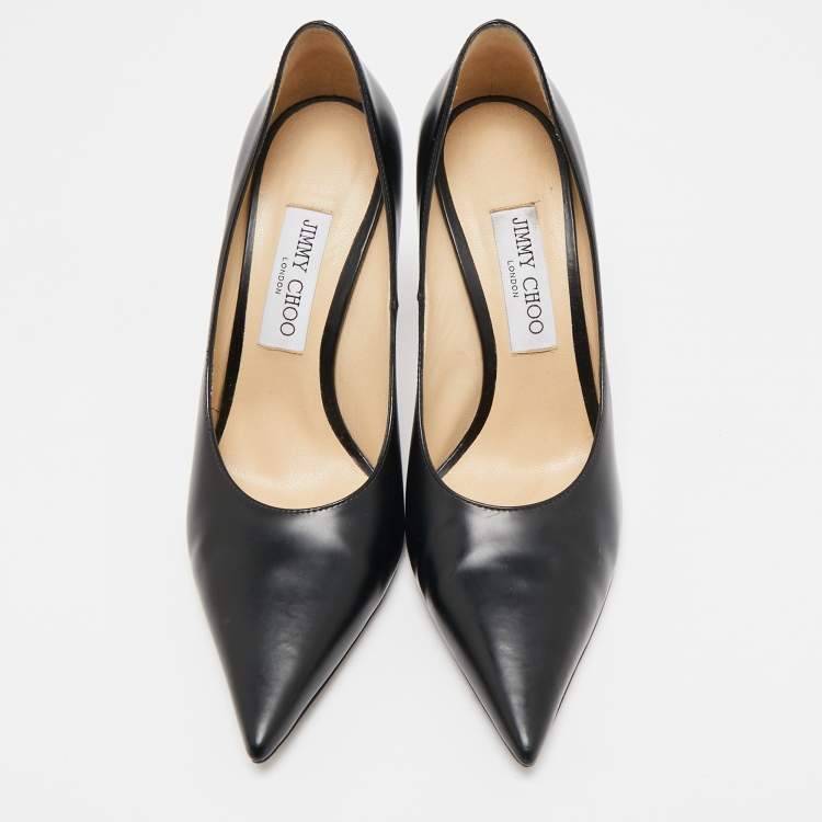 Pre Owned Jimmy Choo Black Leather Love 85 Pumps Size 39.5