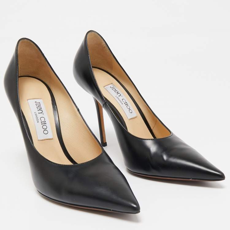 Pre Owned Jimmy Choo Black Leather Love 85 Pumps Size 39.5