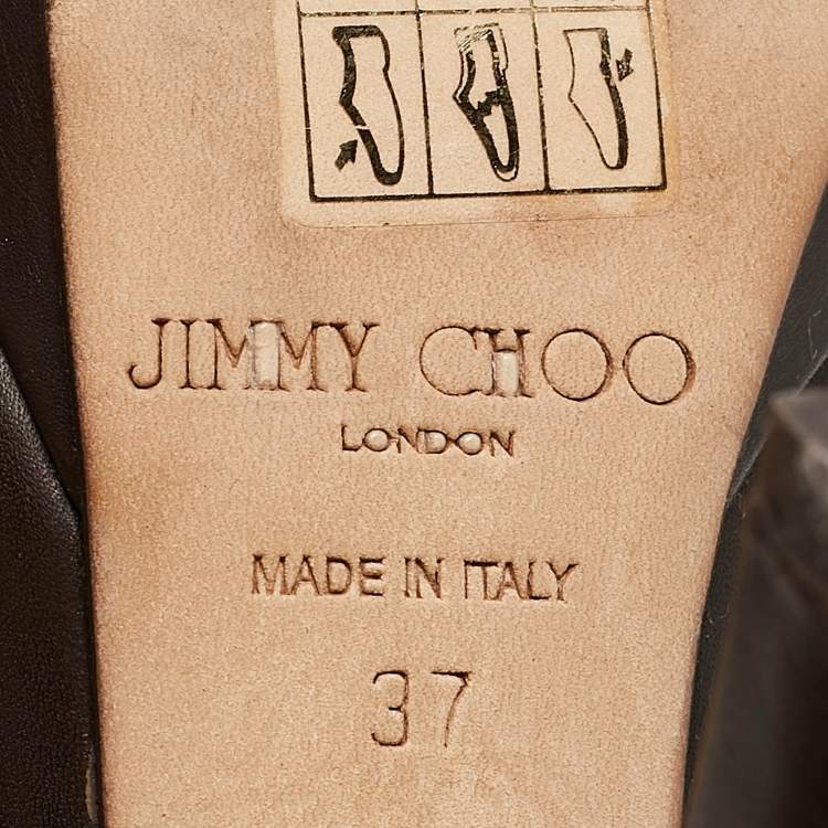 Pre Owned Jimmy Choo Brown Leather Pointed Toe Ankle Length Boots Size 37