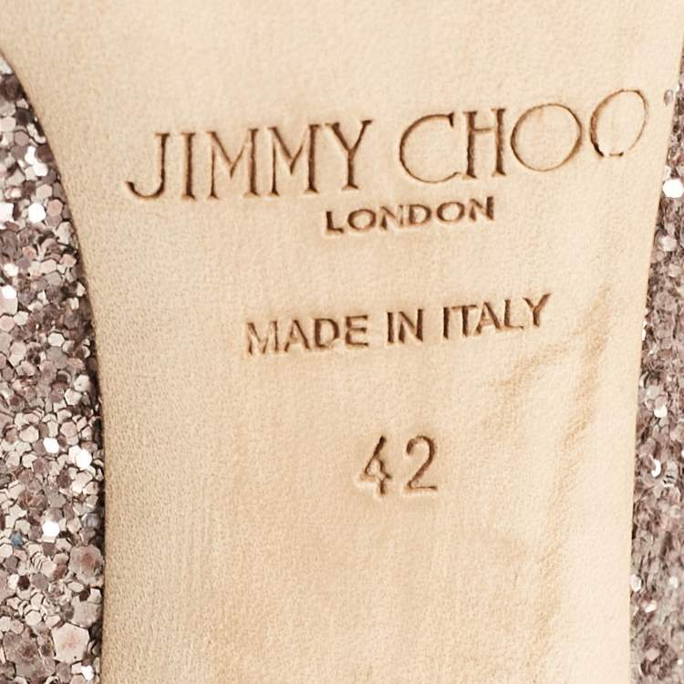 Pre Owned Jimmy Choo Rose Gold Glitter Romy Pumps Size 42