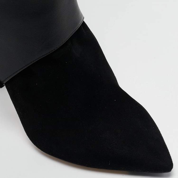 Pre Owned Jimmy Choo Black Leather and Suede Hurley Knee Length Boots Size 35.5