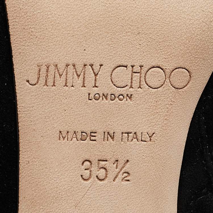 Pre Owned Jimmy Choo Black Leather and Suede Hurley Knee Length Boots Size 35.5