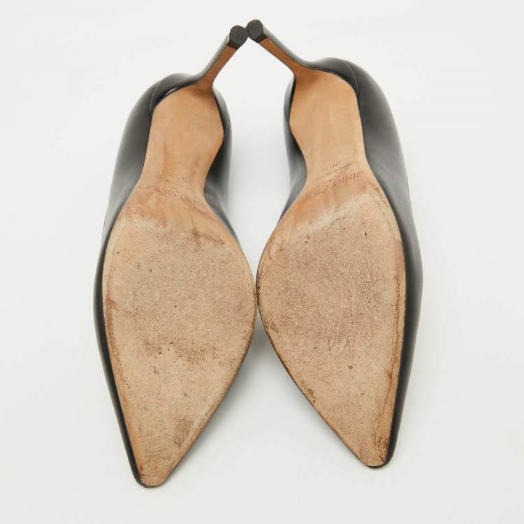 مملوكة مسبقًا  Jimmy Choo Black Leather Love Pointed Toe Pumps Size 36.5